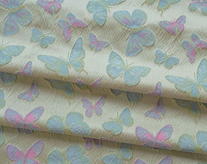 Butterfly jacquard fabric, 3D texture, designer fabric, Upholstery, Decor, Costume, Curtain, Handbag, Sewing, DIY/Fabric by the meter, 63" W