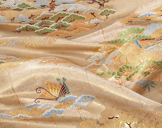 59"W Japanese classic pattern, Nishijin Weaving Thousands of butterflies, Upholstery, Decor, Costume, Handbag, Sewing/Fabric by the meter