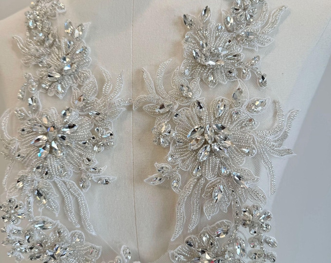 Hand-stitched diamond appliqué wedding dress with matching accessories, ideal for weddings, dances, DIY Crafts, Dance Costume Decor, wedding