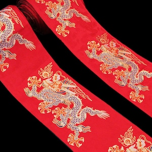 10 cm Nastro modello drago tessitura oro Hanfu abiti da sposa tessuto jacquard abbigliamento in stile etnico accessori per la decorazione di abbigliamento cinese