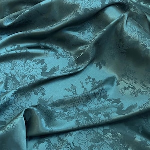 Tessuto in raso jacquard floreale a due lati, 7 colori, 59" di larghezza, costumi cosplay cinesi in raso antico rododendro, vendita al metro