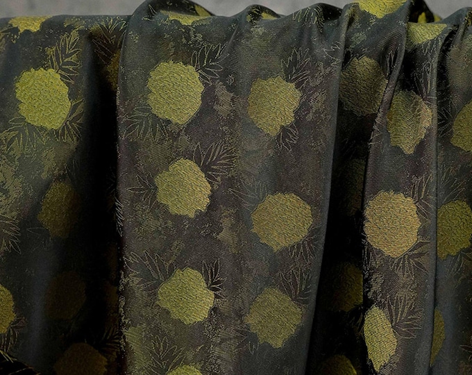 Vintage Floral Jacquard Fabric | Dark Embossed Pattern, 59"