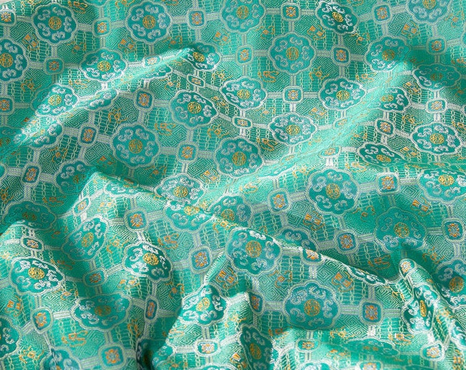 59" Song Brocade, ancient totem silk Brocade, Emperor Tibetan, Upholstery, Decor, Costume, Curtain, Handbag, Sewing/Fabric by the meter