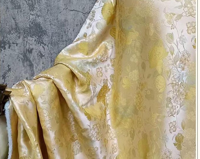 Song Brocade Lotus Jacquard Fabric – Handcraft, Patchwork, Quilting, Bags & More, 58"W