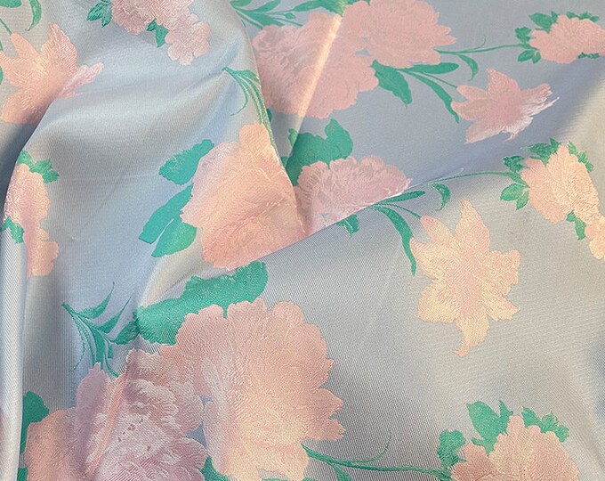 Jacquard fabric, 3D pink flower designer fabric, Upholstery, Prom dress, Decor, Costume, Handbag, Dolls, Sewing/ fabric, 57" W By 1 Meter