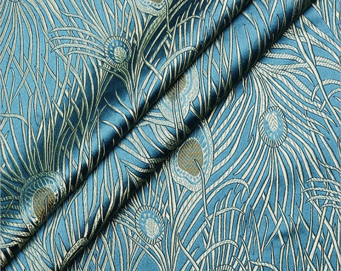 Atmospheric Peacock and Phoenix Tail Grogeous Silk Brocade 29.5"W Brocade Jacquard Silk + Rayon on SALE, 5 colors Upholstery Quilting Sewing