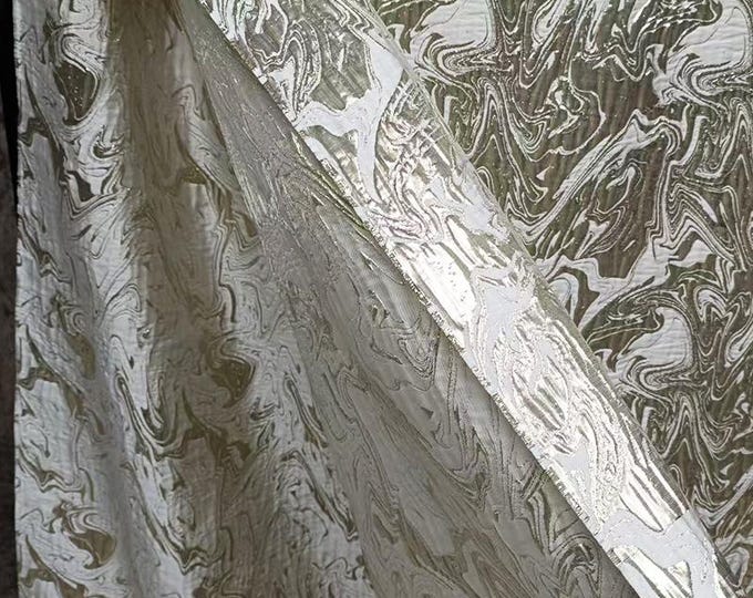 Double-Sided European Landscape Jacquard Fabric – 3D Embossed Gold Weave, Luxury Tapestry Textile, 56"Wide