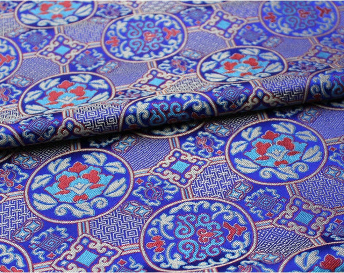 Traditional Xiangyun flower rayon jacquard brocade Fabric, 29.5", Upholstery, Decor, Costume, Curtain, Handbag, Sewing/Fabric by the meter