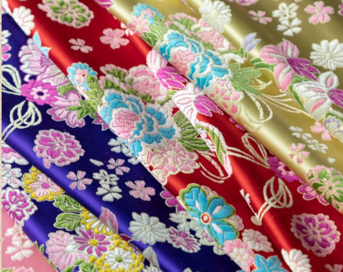 Japanese Nishijin Fabric, sweet Hydrangea pattern Jacquard silk brocade by the meter, 29.5“Width On SALE, Kimono Sewing, Upholstery fabric