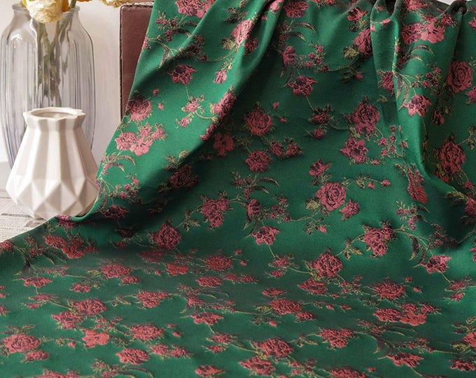 Vintage Chinese Jacquard Fabric: 63"W Costume Upholstery Material