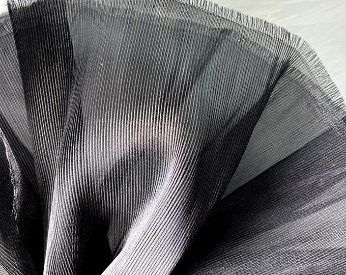 Shiny Crinkle Yarn Stiffened Organza Fabric, 55" Wide Designer Fabric, Wedding, Gowns, Crafts, Events, Stiff shape, Pleated & Texture fabric