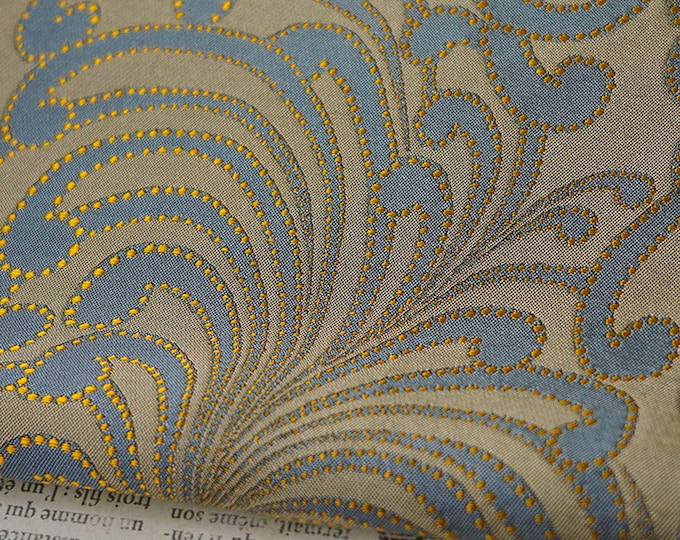 Reversible jacquard woven fabric, 3D bird feathers pattern with embossed effect, Upholstery, Costume, Sewing DIY fabric, 60"W By 1 yard