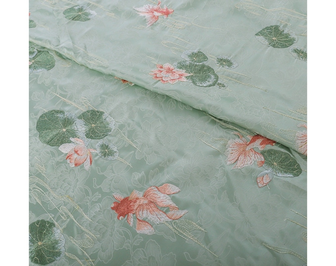 59“W embossed flowers embroidery Fabric, 3D song brocade fabric, curtain, dress, Doll Making, Upholstery, Decor, Costume/Fabric by the meter