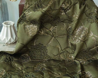 Gold Thread Jacquard Fabric: 3D Floral Upholstery, Costume & Decor