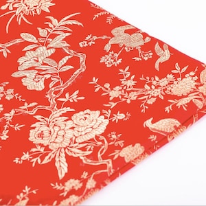 Bird & Azalea Brocade Fabric: Chinese Qipao Sewing Material