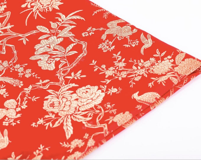 10 Colors Chinese Brocade Fabric Wild Bird and Azalea Cushion cover suit pillow case cheongsam Qipao, Upholstery, Quilting and Sewing fabric