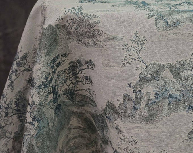 Elegant Chinese style landscape painting Jacquard fabric, Upholstery, Prom dress & Sewing fabric, Upholstery, Decor, 60"W By 1 Meter on SALE