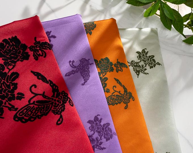 Traditional Chinese Classical Butterfly Jacquard Satin Fabric – Qipao & Hanfu Material, 59" Wide