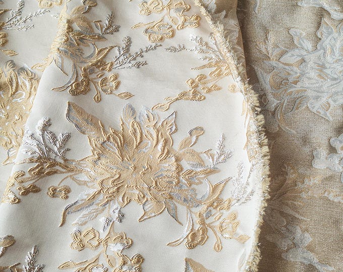 Abstract Peony Jacquard Fabric: Embossed Upholstery, Curtains, Sewing (55" Wide)