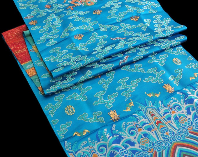 Colorful Five Dragon Hada Tibetan silk satin Fabric, Silk brocade, Gift woven Tibetan ornaments, Upholstery, Decor, Costume, 5 colors