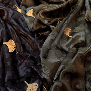 Zweiseitiger 100% Viskose Jacquard Damast Stoff, 150 cm Breite Ginkgo biloba, Polsterung, Dekoration, Kostüm, Tasche, Nähen, Quilten/Stoff als Meterware