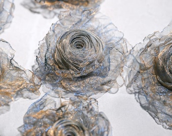 Blue & Gold Flower Corsage: Handmade Retro Clothing Design Accessory