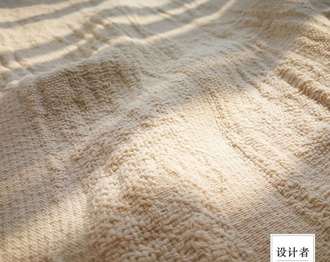 Jacquard Linen Fabric: Thick Zen Style, Sustainable Cotton (53"W)