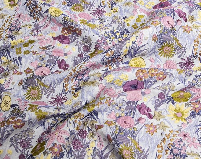 Reversible jacquard woven fabric, floral flower pattern with embossed effects, Upholstery, Sewing DIY fabric, 59"W By 1 yard