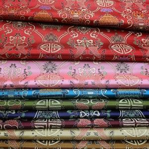 35"W Chinois Soie Brocart Tissu Poissons Double Poisson Home Décor, Nappe, coureur de lit, taie d’oreiller Cheongsam Tissu