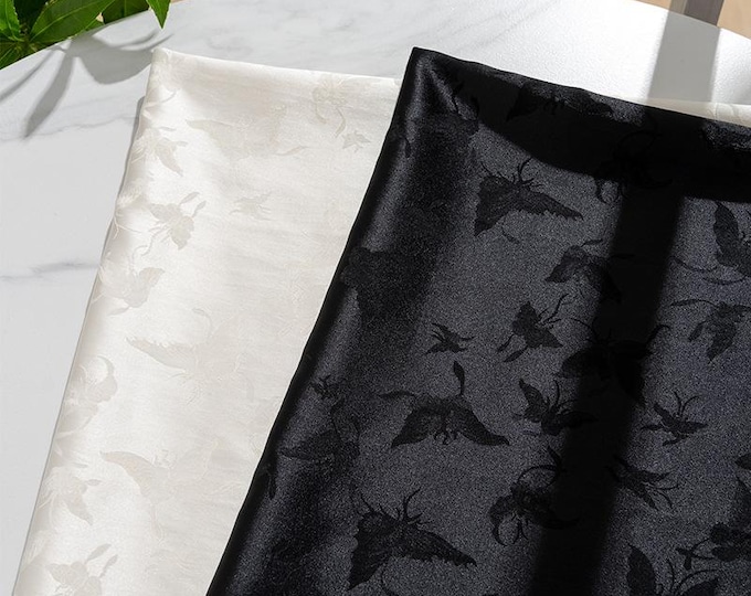 Butterfly Jacquard Satin Damask Fabric: 59" Wide Rayon Upholstery