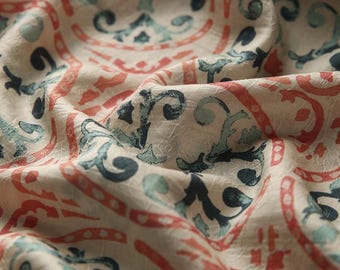 Tencel Ramie Fabric: Dunhuang Print, Sewing & Upholstery - By The Meter