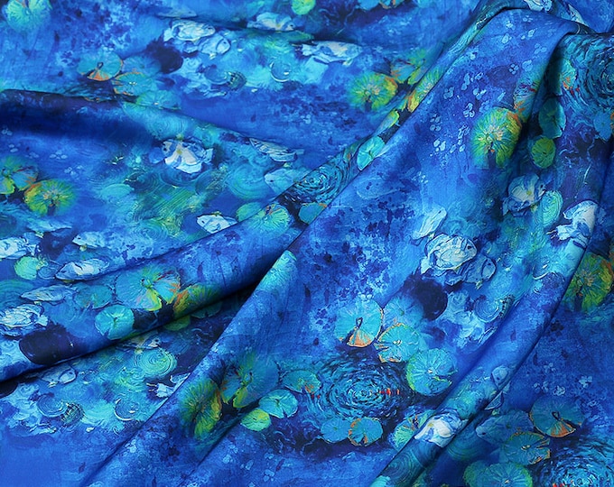 59"W Oil paintings silk satin fabric, Digital print, 2 colors, Sewing, Upholstery, Decor, Costume, Curtain, Handbag, Sewing/Fabric
