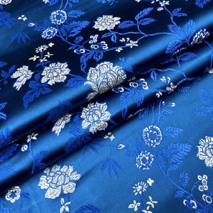 45"W Tessuto di broccato damascato di peonia cinese lucido / prezzo del contatore completo di 9,99 / tessuto cinese in 9 colori / tessuto da cucito trapuntatura per tappezzeria