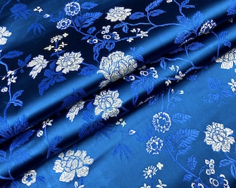 Peony Flower Damask Brocade Fabric: 45"W Rayon Quilting Sewing