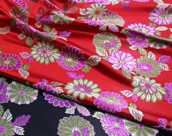 29.5" Width Chinese gorgeous folk chrysanthemum tapestry satin silk brocade jacquard fabric by the meter cheongsam upholstery cosplay