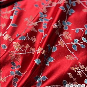Tessuto broccato di seta cinese con fiori d'uva, Cheongsam 29,5"W, Qipao, tappezzeria, decorazioni per la casa, federa, drappeggio, tessuto da cucito e quilting