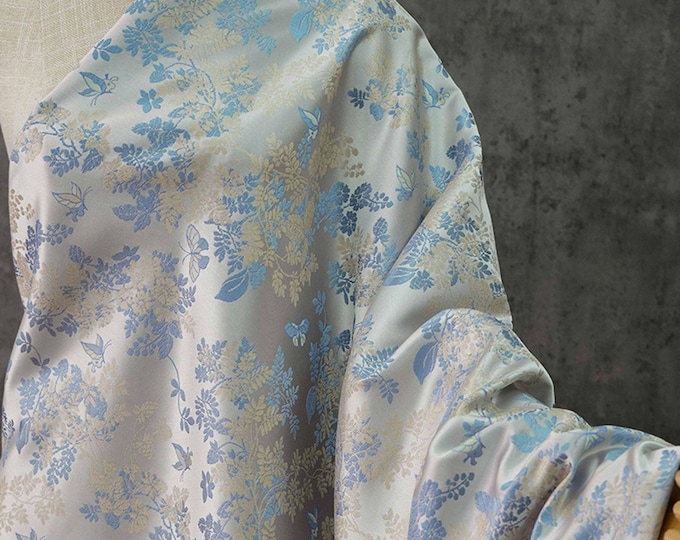 65"W Butterfly jacquard fabric, Designer Fabric, Upholstery, Decor, Costume, Curtain, bag, Sewing, Quilting/Fabric by the meter, 3 colors