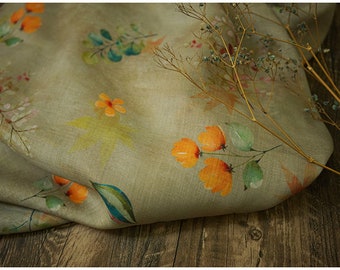 Floral Ramie Fabric: Soft Breathable Textile, 55" Wide
