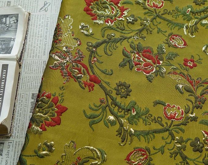 Baroque Floral Jacquard Brocade Fabric: European Palace Style, 57"