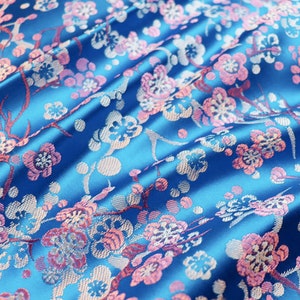 29.5"W 8 colors March plum blossom silk brocade fabric multicolors cheongsam Qipao brocade fabric by the meter, Upholstery Quilting Sewing