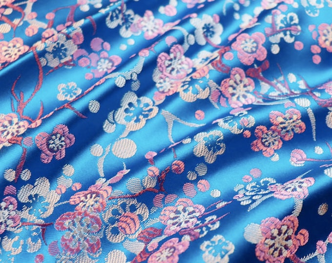 29.5"W 8 colors March plum blossom silk brocade fabric multicolors cheongsam Qipao brocade fabric by the meter, Upholstery Quilting Sewing