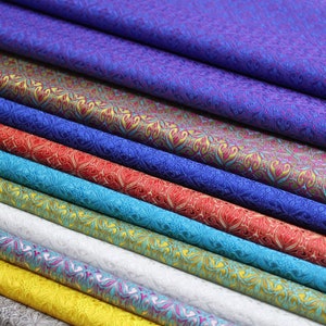 Tessuto in broccato di fiori semplici / prezzo del contatore completo di 8,99 / 29,5 " di larghezza / tessuto cinese in 10 colori rosso, blu, verde, giallo, broccato cinese viola