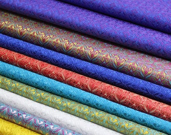 Plain Flower Brocade Fabric | 8.99 Full Meter Price |29.5" Wide | Chinese Fabric in 10 Colors Red,Blue,Green,Yellow,Purple Chinese Brocade