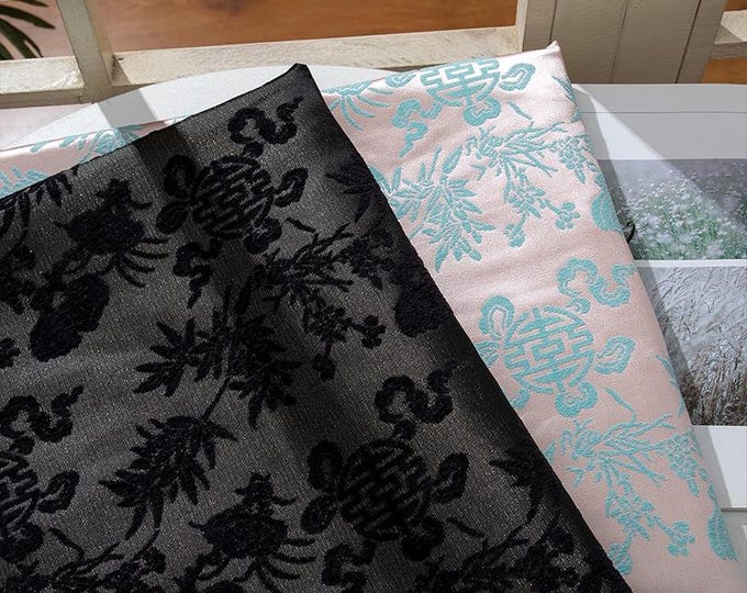 55" Silk Brocade, Classical colorful gourd, Upholstery, Decor, Costume, Curtain, Handbag, Sewing, drapery, Quilting, DIY/Fabric by the meter