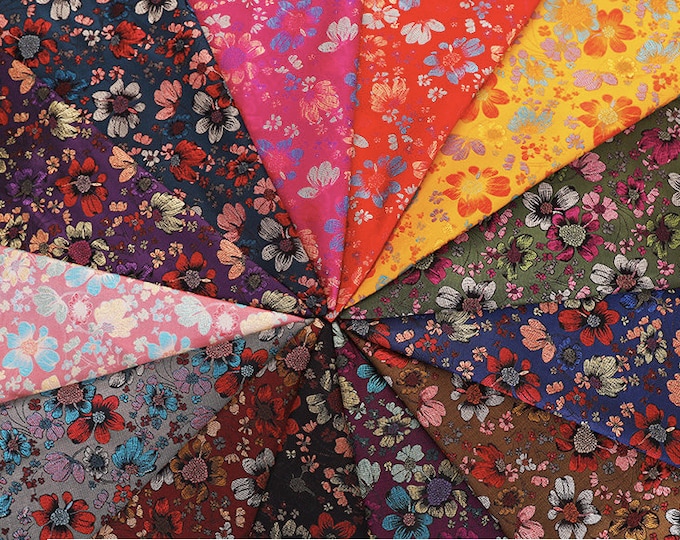 Marigold Flowers Jacquard Weave Fabric | 9.99 Full Meter Price | 35" Wide | Chinese Fabric in 10+ Colors | Upholstery, Quilting and Sewing