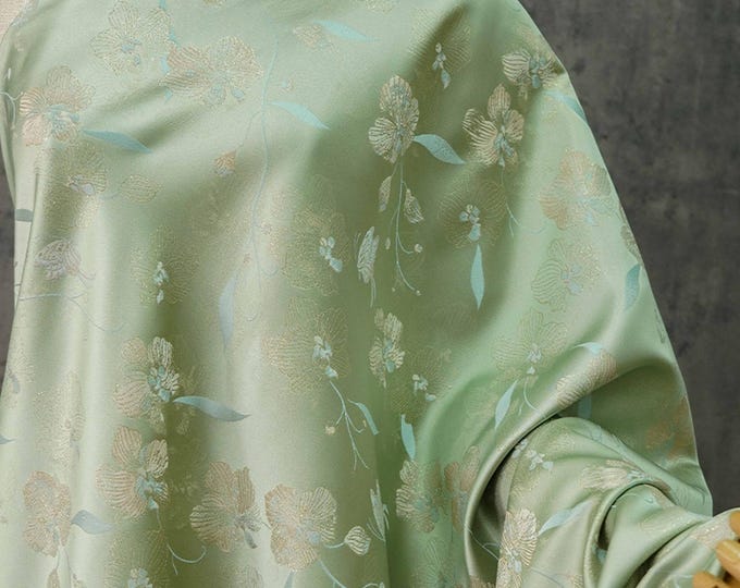 55" Song silk Brocade damask, foil flower Rhythm, Emperor Tibetan, Upholstery, Decor, Costume, Curtain, Handbag, Sewing/Fabric by 1 meter