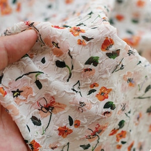 53“W 3D embossed bubble crumpled Fabric, silk chiffon fabric, curtain, dress, Doll Making, Upholstery, Decor, Costume/Fabric by the meter