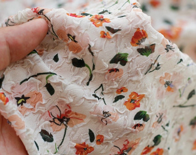 53“W 3D embossed bubble crumpled Fabric, silk chiffon fabric, curtain, dress, Doll Making, Upholstery, Decor, Costume/Fabric by the meter