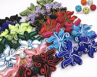 9color High Quality Handmade Butterfly silk Satin Sewing Fastener Chinese Closure Knot Cheongsam Frog Buttons 4 belt gift