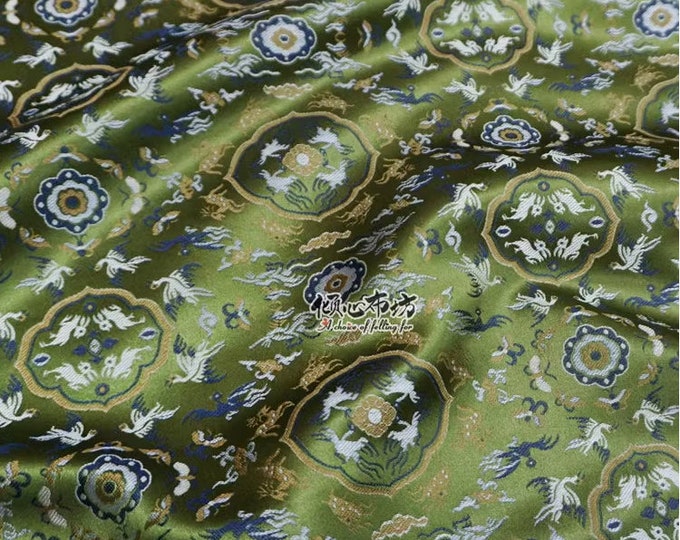 29.5"W Song Brocade blessings and treasures Silk Brocade, Emperor Tibetan robe, cheongsam, sewing, Upholstery, Quilting and drapery fabric